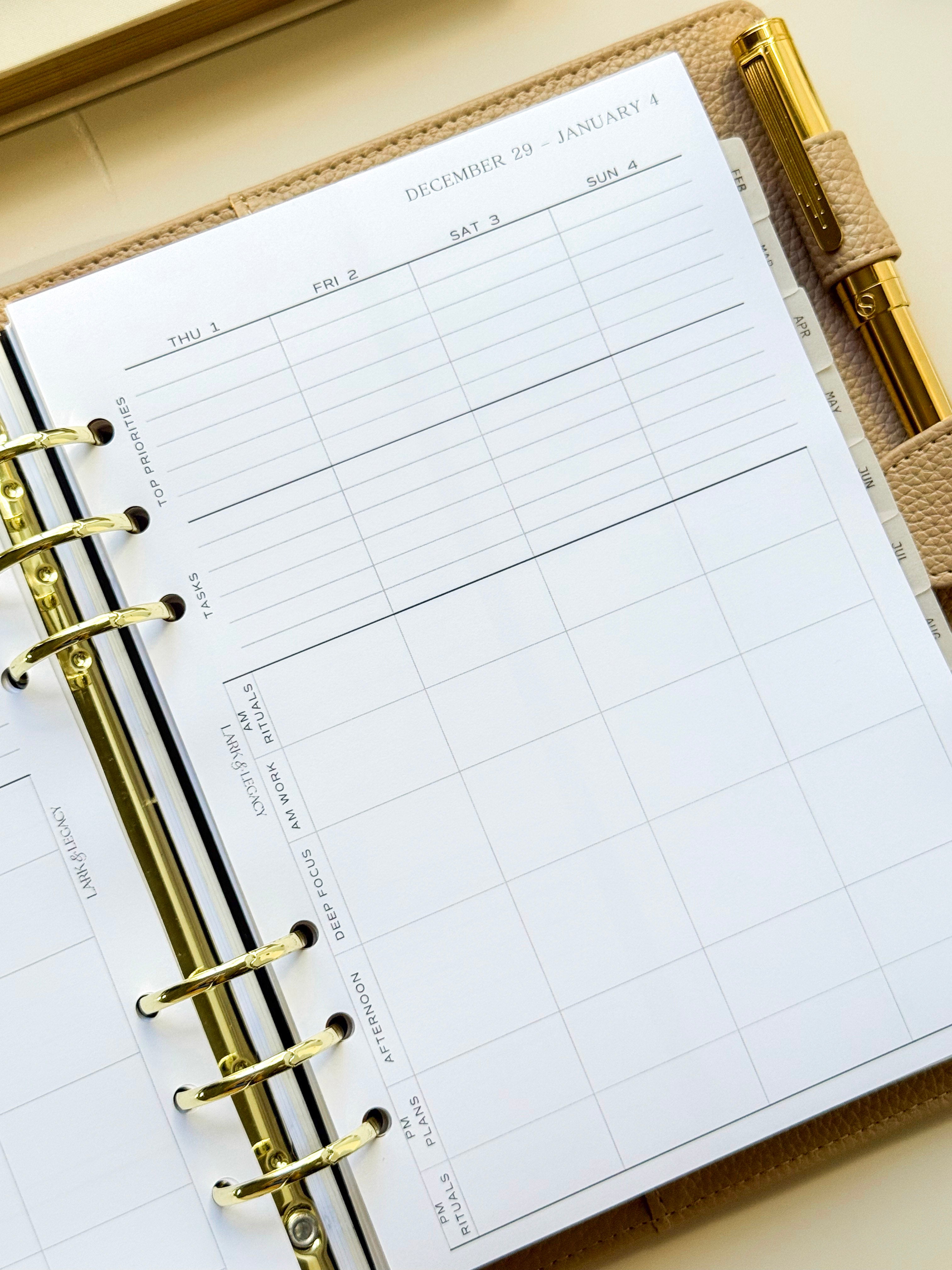 2026 Weekly Planner Inserts – Open Block Layout – Lark & Legacy